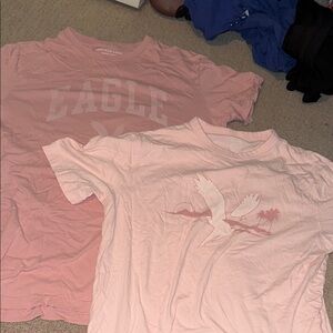 American Eagle BUNDLE Pink Short Sleeve Tees with Relaxed Fit and Crew Neck
